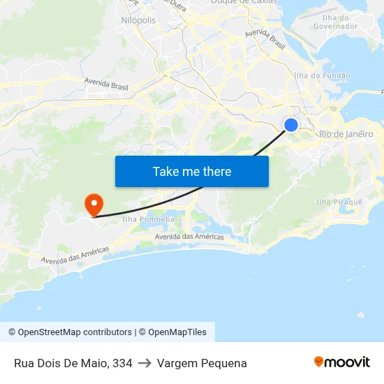 Rua Dois De Maio, 334 to Vargem Pequena map