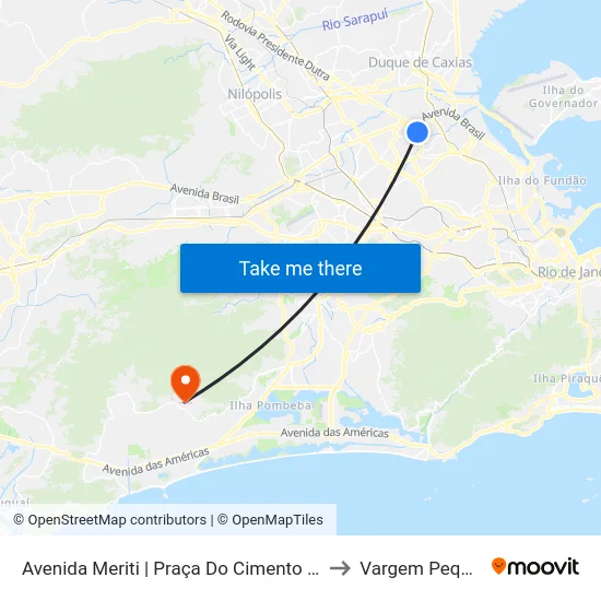 Avenida Meriti | Praça Do Cimento Branco to Vargem Pequena map