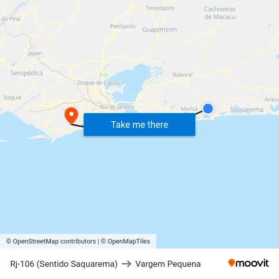 Rj-106 (Sentido Saquarema) to Vargem Pequena map
