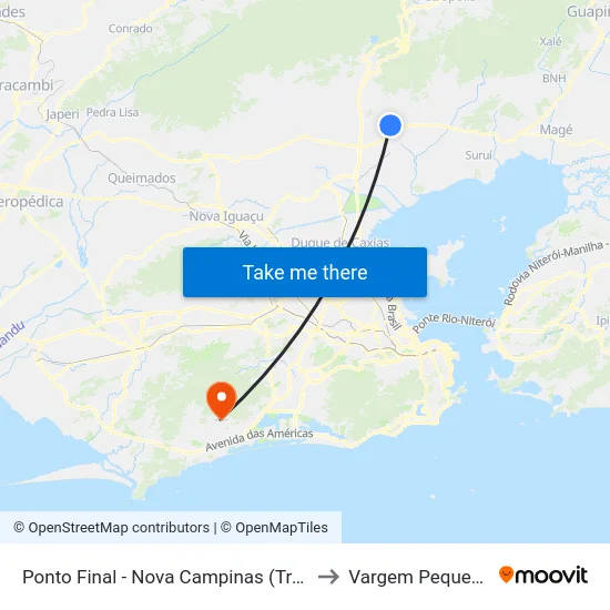 Ponto Final - Nova Campinas (Trel) to Vargem Pequena map