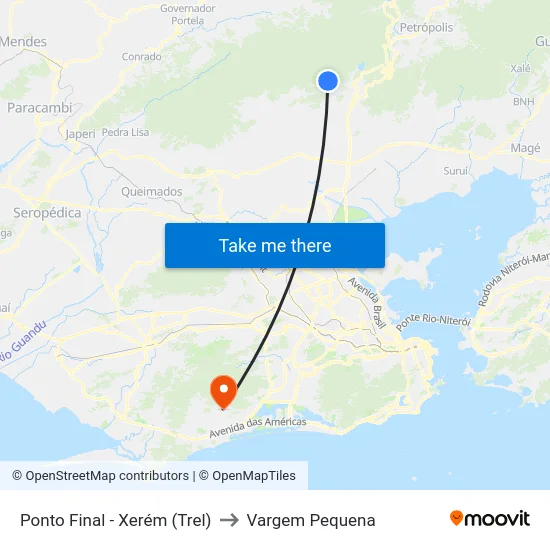 Ponto Final - Xerém (Trel) to Vargem Pequena map