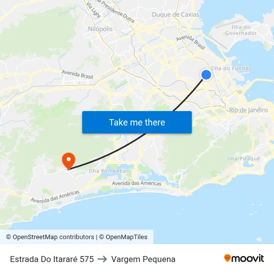 Estrada Do Itararé 575 to Vargem Pequena map