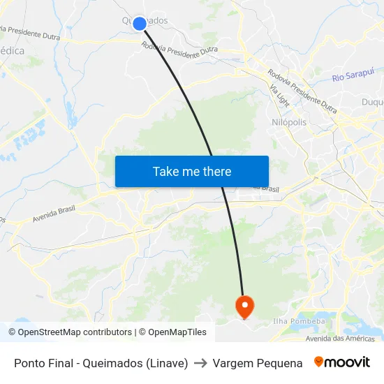 Ponto Final - Queimados (Linave) to Vargem Pequena map