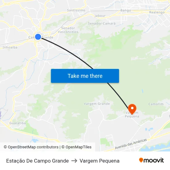 Estação De Campo Grande to Vargem Pequena map