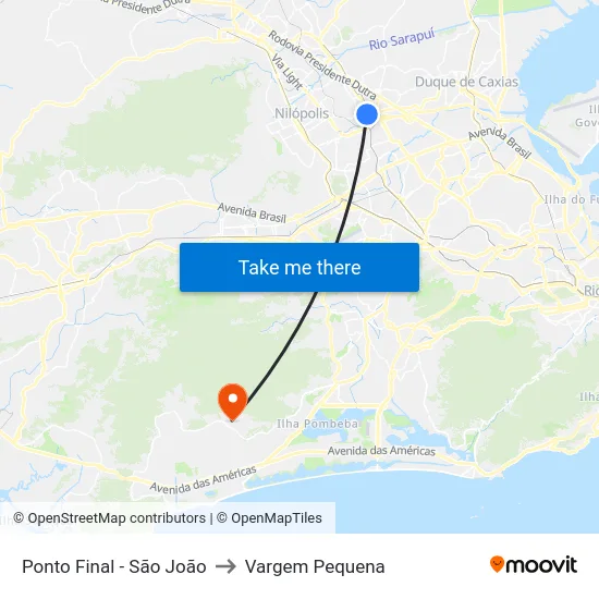 Ponto Final - São João to Vargem Pequena map