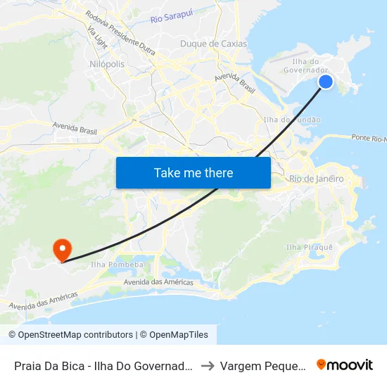 Praia Da Bica - Ilha Do Governador to Vargem Pequena map