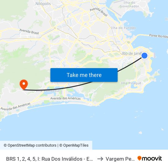 BRS 1, 2, 4, 5, I: Rua Dos Inválidos - Edisen Petrobras to Vargem Pequena map