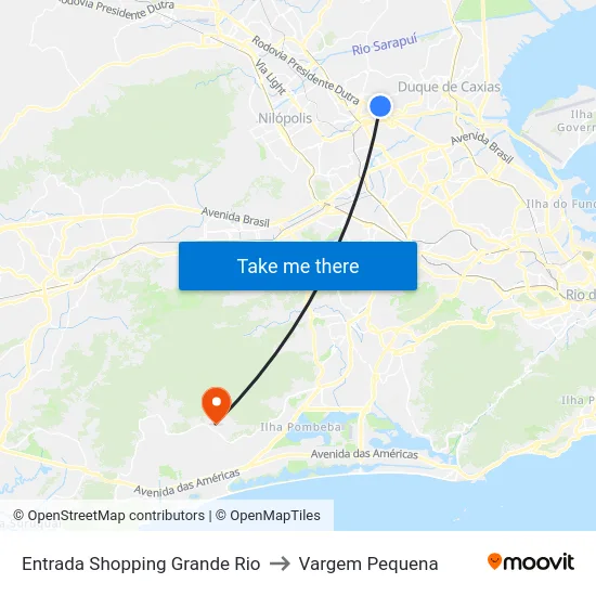 Entrada Shopping Grande Rio to Vargem Pequena map