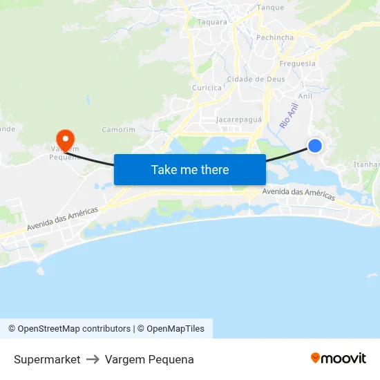 Supermarket to Vargem Pequena map