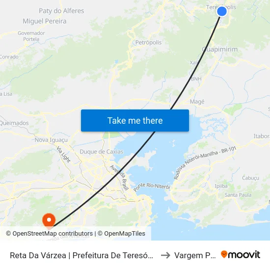 Reta Da Várzea | Prefeitura De Teresópolis (Sentido Centro) to Vargem Pequena map