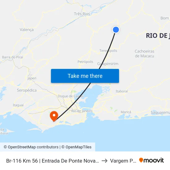 Br-116 Km 56 | Entrada De Ponte Nova (Sentido Teresópolis) to Vargem Pequena map