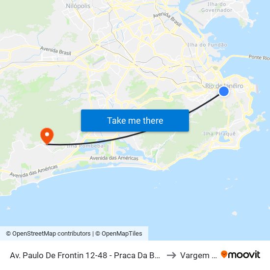 Av. Paulo De Frontin 12-48 - Praca Da Bandeira Rio De Janeiro - Rj Brasil to Vargem Pequena map