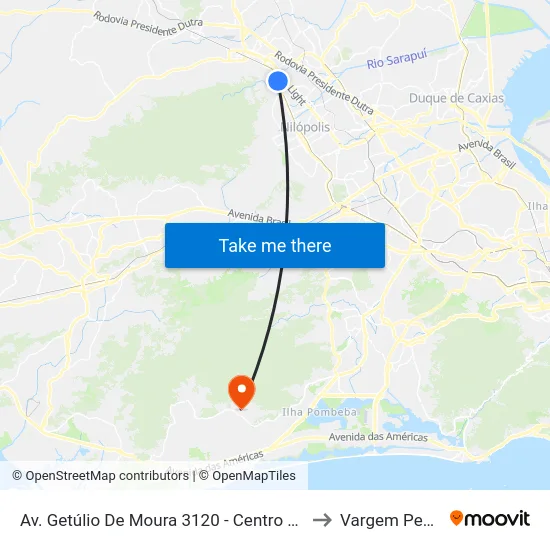 Av. Getúlio De Moura 3120 - Centro Nova Iguaçu to Vargem Pequena map