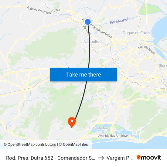 Rod. Pres. Dutra 652 - Comendador Soares Nova Iguaçu to Vargem Pequena map
