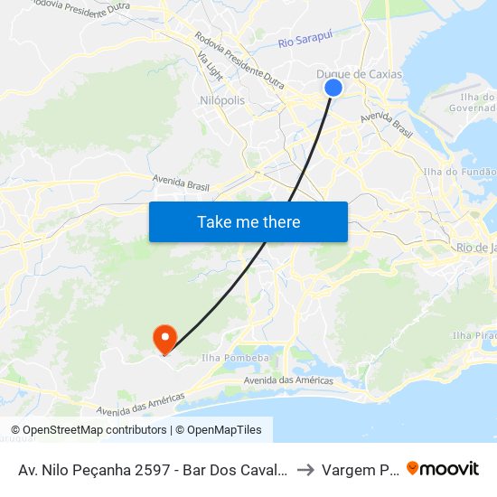 Av. Nilo Peçanha 2597 - Bar Dos Cavaleiros Duque De Caxias to Vargem Pequena map