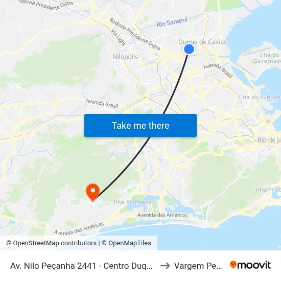 Av. Nilo Peçanha 2441 - Centro Duque De Caxias to Vargem Pequena map