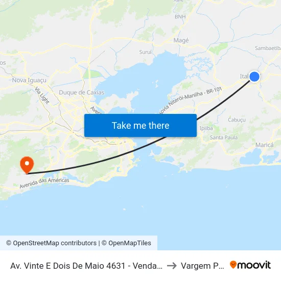 Av. Vinte E Dois De Maio 4631 - Venda Das Pedras Itaboraí to Vargem Pequena map