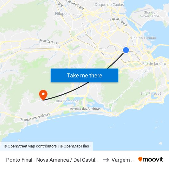 Ponto Final - Nova América / Del Castilho (Linhas Para Barra E Jpa) to Vargem Pequena map