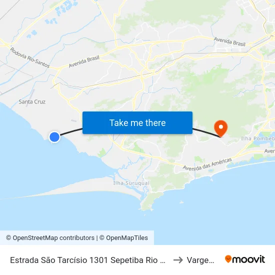 Estrada São Tarcísio 1301 Sepetiba Rio De Janeiro - Rio De Janeiro 23530 Brasil to Vargem Pequena map