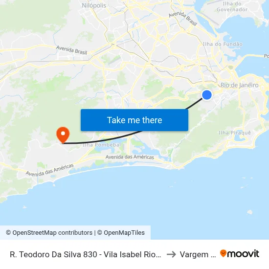 R. Teodoro Da Silva 830 - Vila Isabel Rio De Janeiro - Rj 20560-025 Brasil to Vargem Pequena map