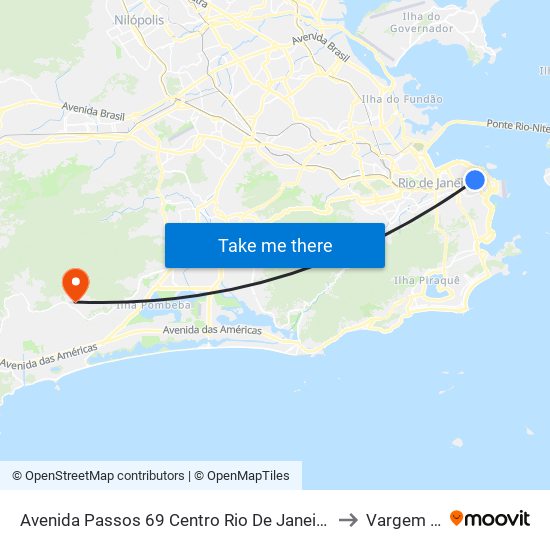 Avenida Passos 69 Centro Rio De Janeiro - Rio De Janeiro 20051 Brasil to Vargem Pequena map