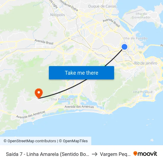 Saída 7 - Linha Amarela (Sentido Bonsucesso) to Vargem Pequena map