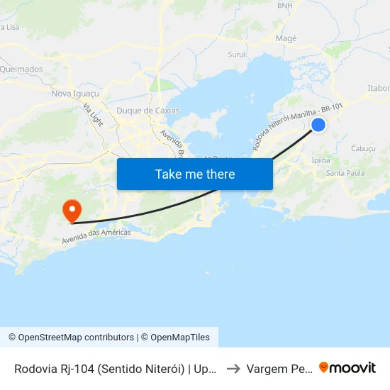 Rodovia Rj-104 (Sentido Niterói) | Upa De Santa Luzia to Vargem Pequena map