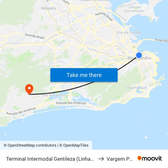 Terminal Intermodal Gentileza (Linhas Intermunicipais) to Vargem Pequena map