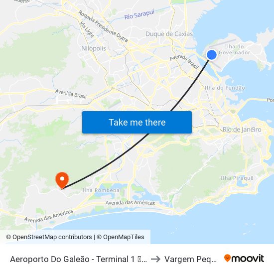 Aeroporto Do Galeão - Terminal 1 ✈ (Volta) to Vargem Pequena map