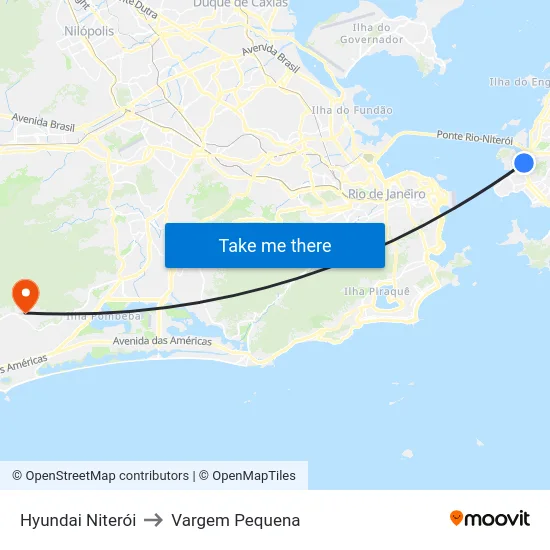 Hyundai Niterói to Vargem Pequena map