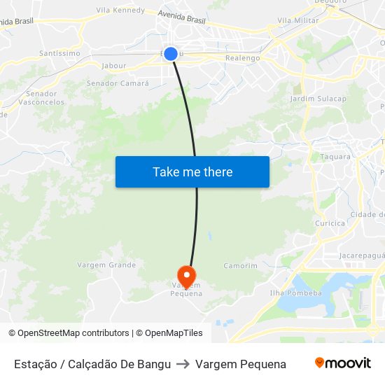 Estação / Calçadão De Bangu to Vargem Pequena map