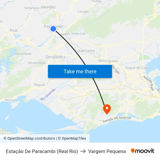 Estação De Paracambi (Real Rio) to Vargem Pequena map