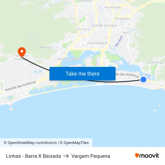 Linhas - Barra X Baixada to Vargem Pequena map