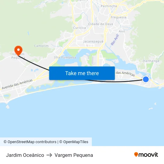Jardim Oceânico to Vargem Pequena map