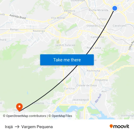 Irajá to Vargem Pequena map