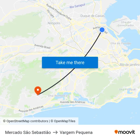 Mercado São Sebastião to Vargem Pequena map
