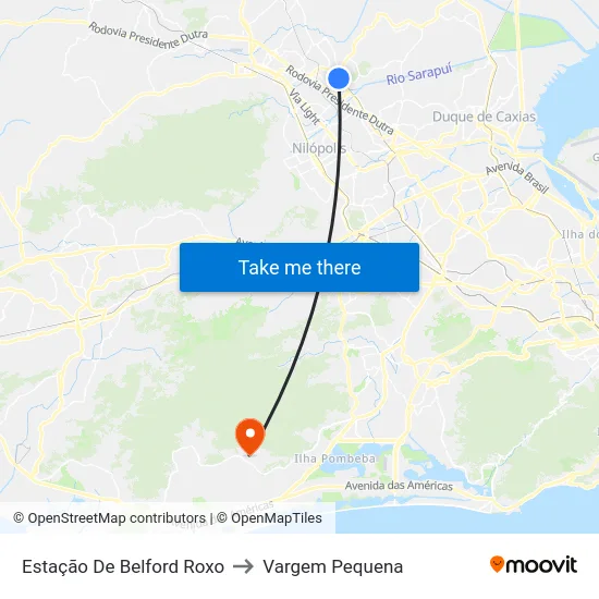 Estação De Belford Roxo to Vargem Pequena map