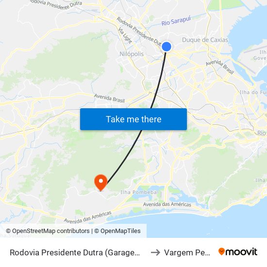 Rodovia Presidente Dutra (Garagem Da Flores) to Vargem Pequena map