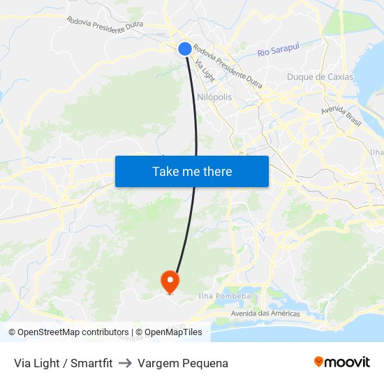 Via Light / Smartfit to Vargem Pequena map