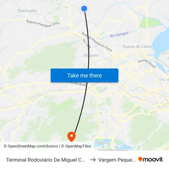 Terminal Rodoviário De Miguel Couto to Vargem Pequena map