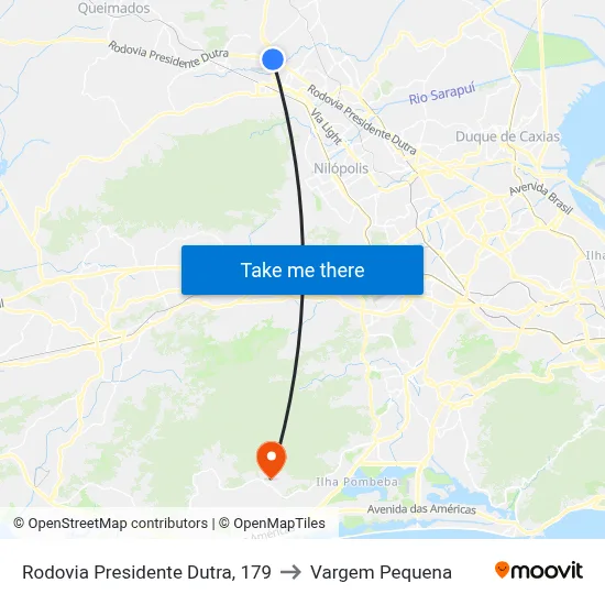 Rodovia Presidente Dutra, 179 to Vargem Pequena map