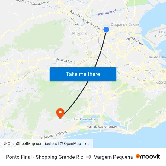 Ponto Final - Shopping Grande Rio to Vargem Pequena map