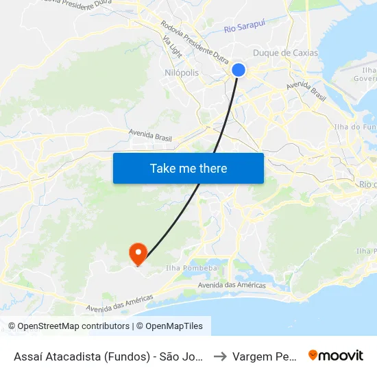 Assaí Atacadista (Fundos) - São João De Meriti to Vargem Pequena map