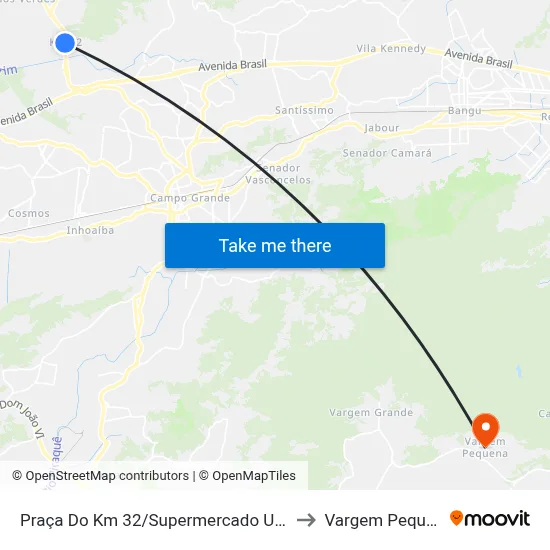 Praça Do Km 32/Supermercado Unidos to Vargem Pequena map