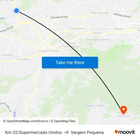 Km 32/Supermercado Unidos to Vargem Pequena map