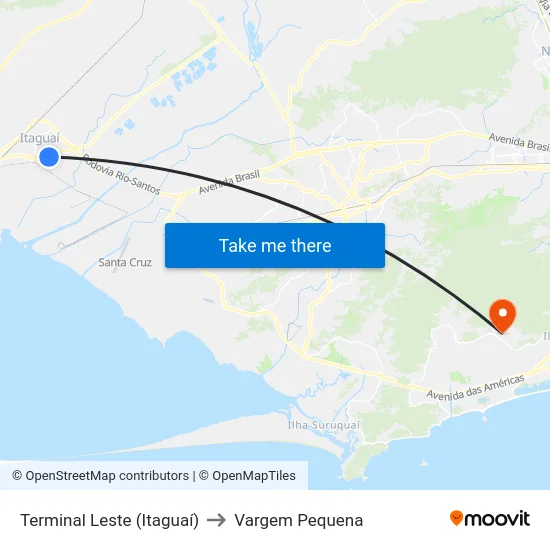 Terminal Leste (Itaguaí) to Vargem Pequena map