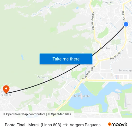 Ponto Final - Merck (Linha 803) to Vargem Pequena map