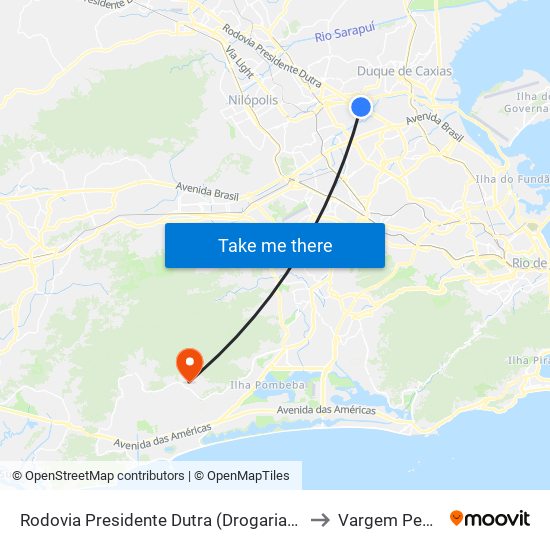 Rodovia Presidente Dutra (Drogarias Pacheco) to Vargem Pequena map