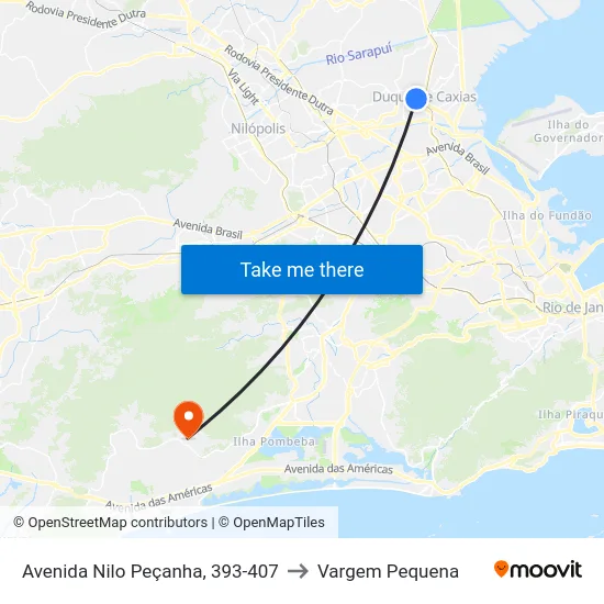 Avenida Nilo Peçanha, 393-407 to Vargem Pequena map