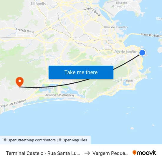 Terminal Castelo - Rua Santa Luzia to Vargem Pequena map